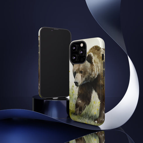 Grizzly Bear in a Field - Impact Resistant Phone Case